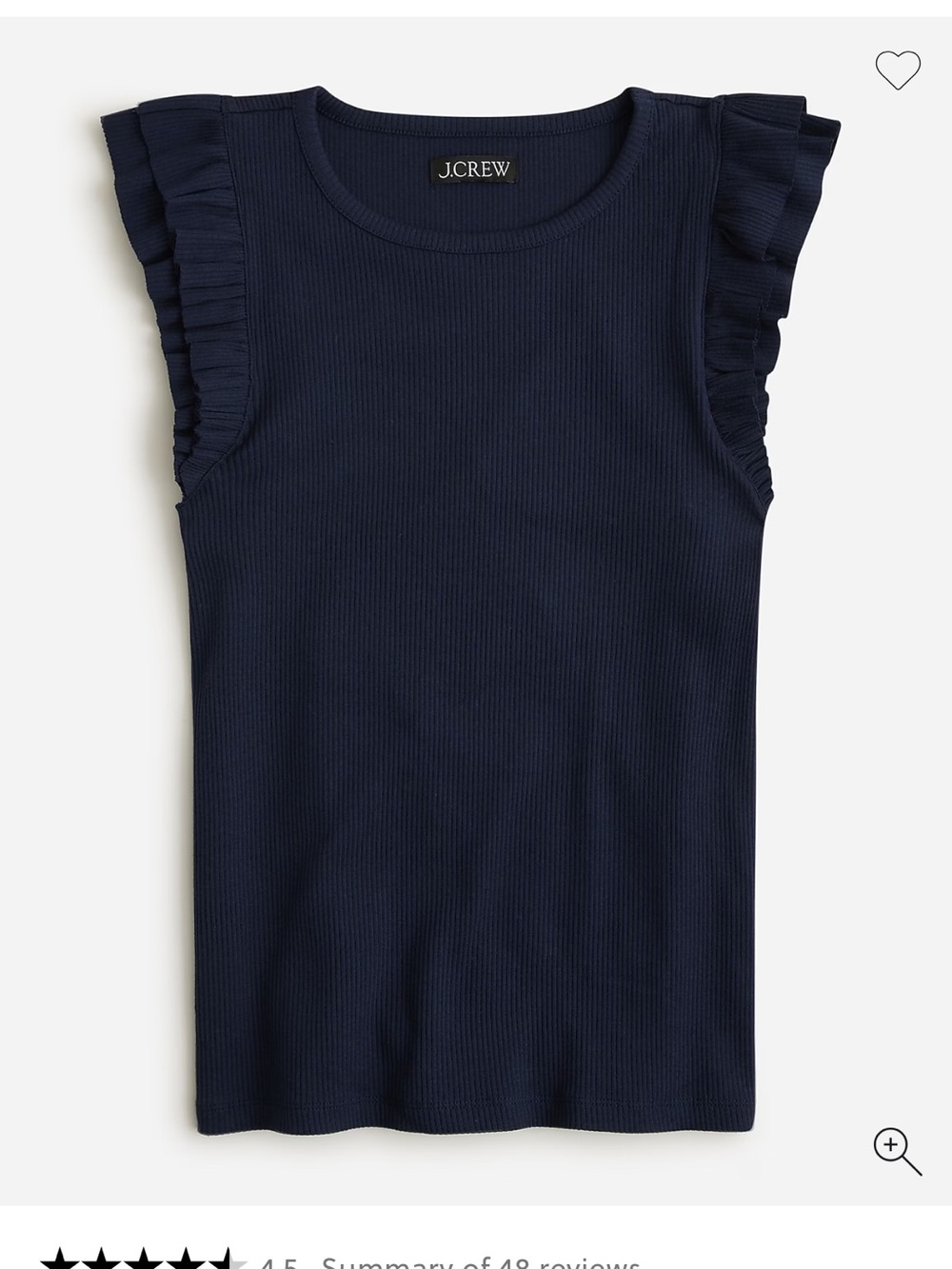 J Crew Ribbed Sleeveless Ruffle Sleeve Top - Picture 5 of 6